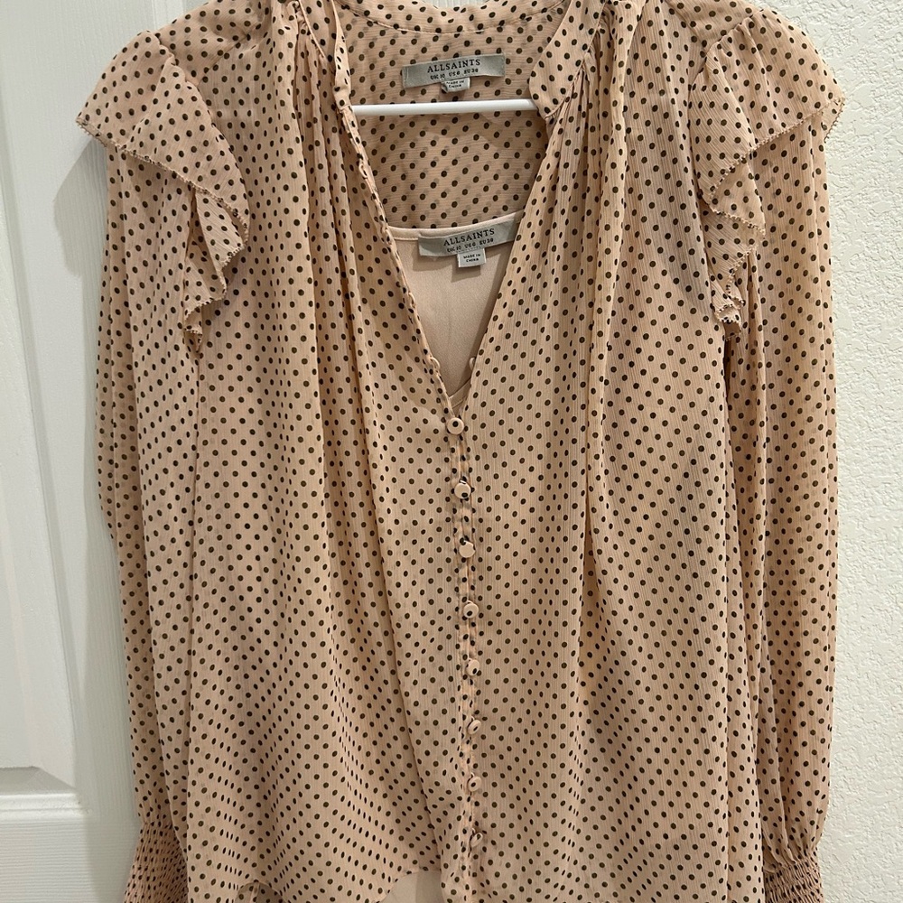 ALLSAINTS
Lara Dot Print Shirt In Rosewater Pink